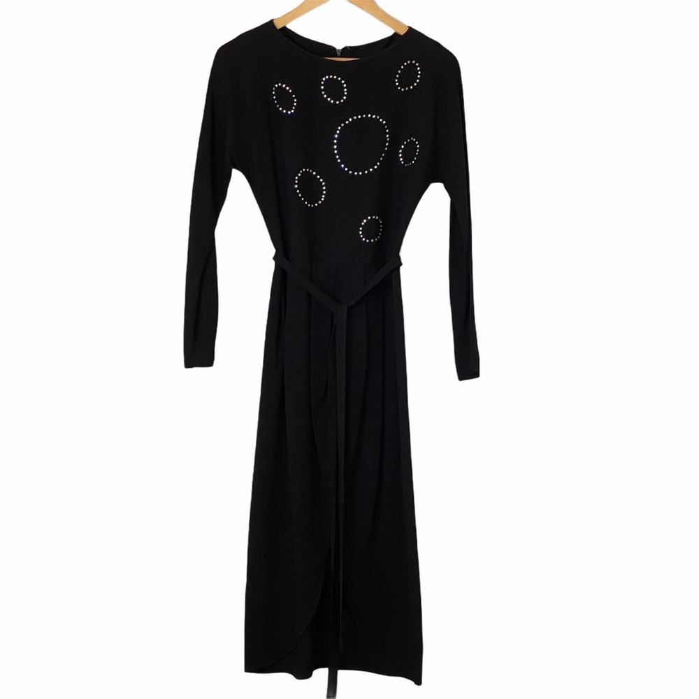 Jean‎ Allen Southport Graphic Rhinestone Circle Dress Small Vintage